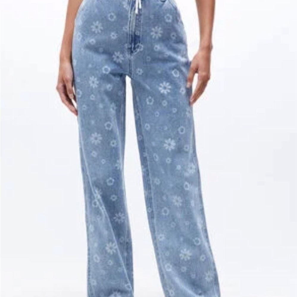 KOAJ Floral Patterned Blue Jeans | NWT